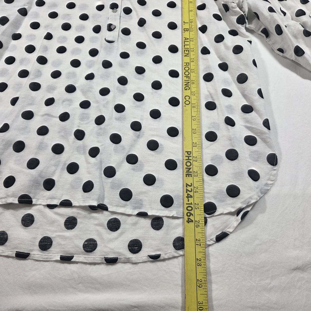 Hester & Orchard Polka Dot 3/4 Sleeve V-Neck Women's Top - White/Black - Picture 6 of 11
